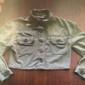 Olive Green Women's Cropped Jacket